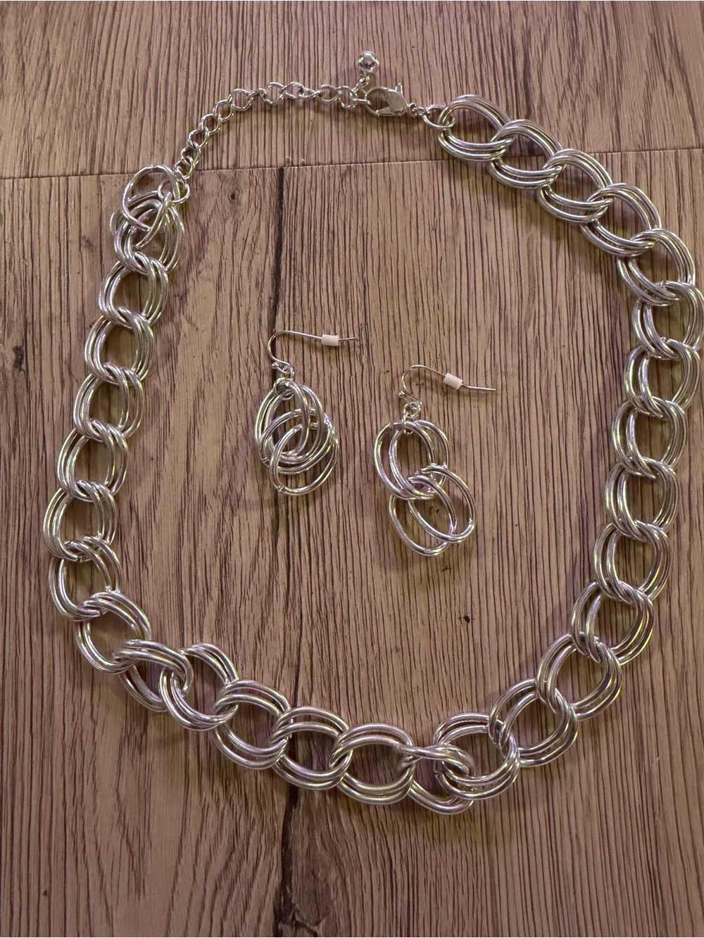 Chain Link Hoop Necklace and Earring Set